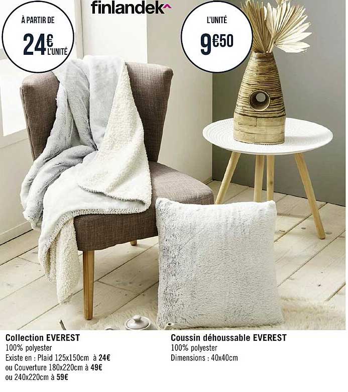 collection everest finlandek, coussin déhoussable everest finlandek