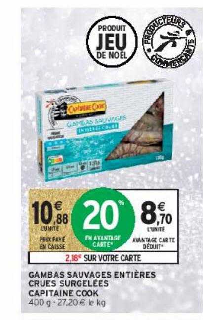 Gambas Sauvages Entières Crues Surgelées Capitaine Cook
