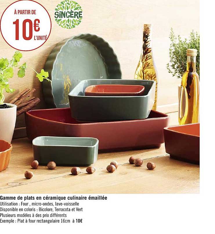 gamme de plats en céramique culinaire émaillée