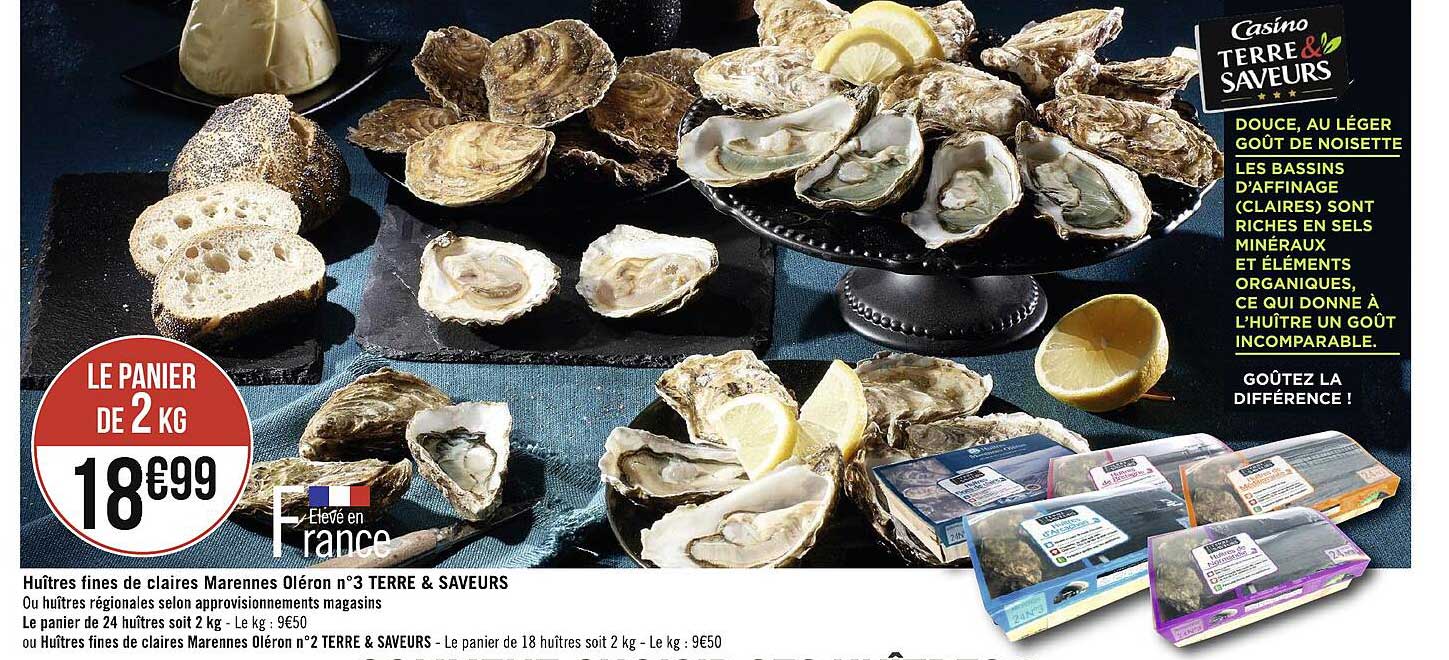 huîtres fines de claires marennes oléron n°3 terre & saveurs