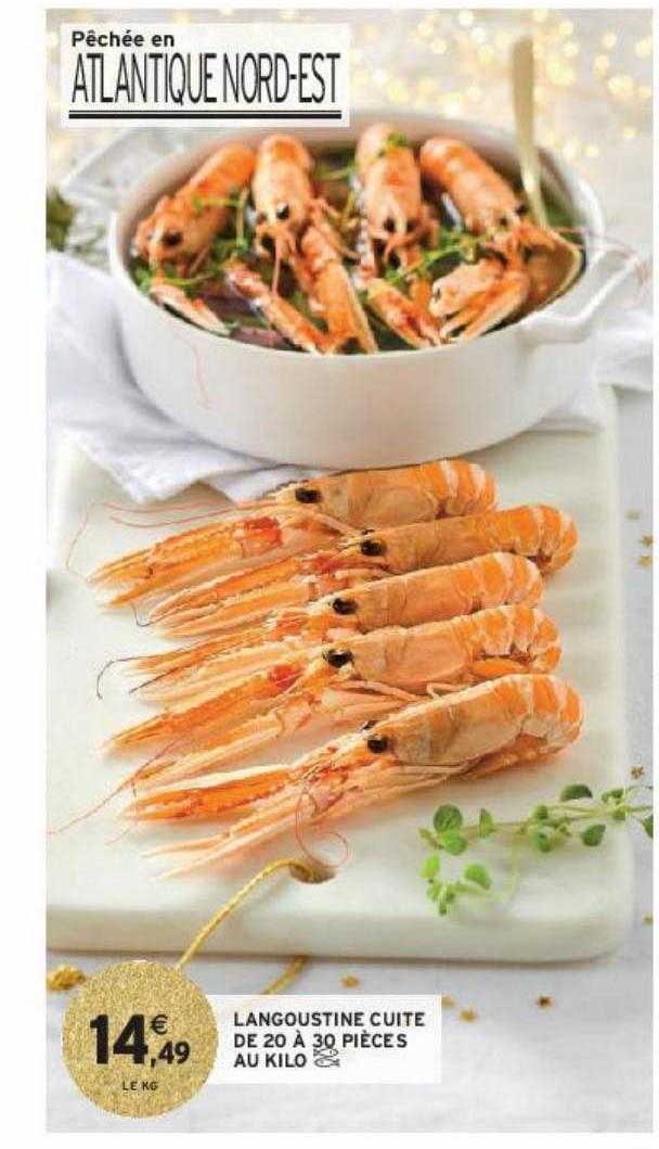 langoustines cuite de 20 à 30 pièces au kilo