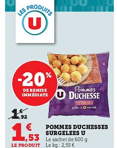 pommes duchesses surgelées u