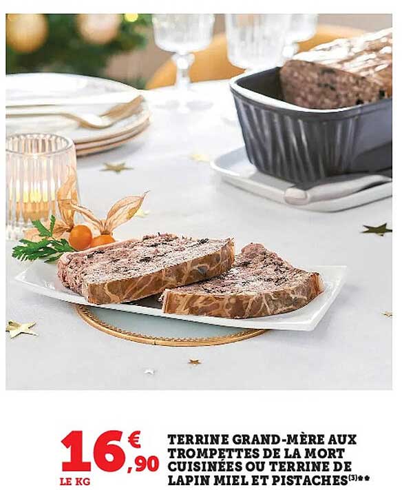 terrine grand-mère aux trompettes de la mort cuisinées ou terrine de lapin miel et pistaches