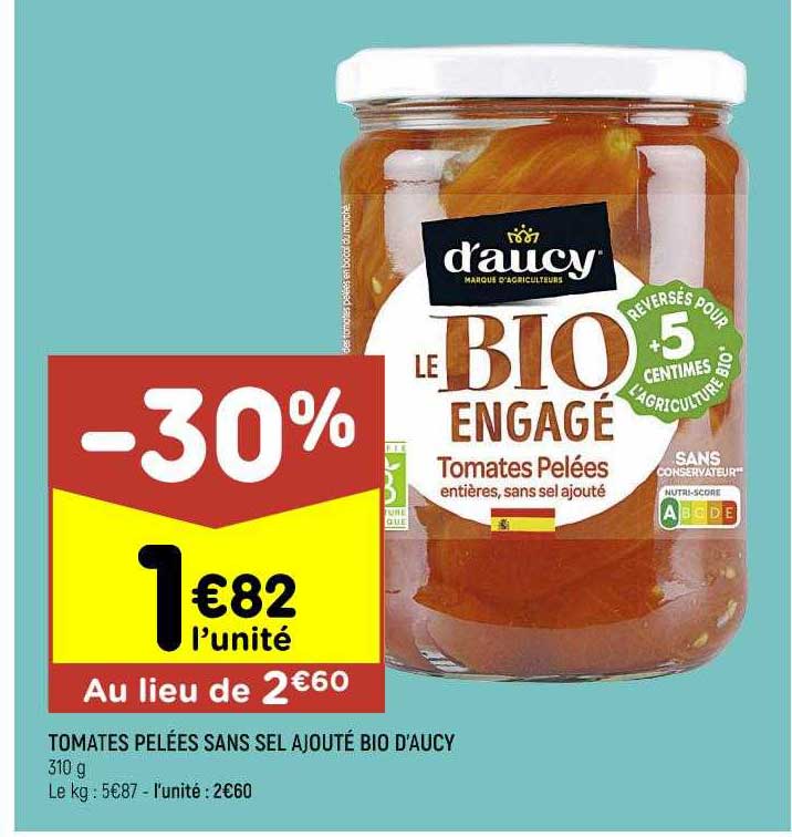 tomates pelées sans sel ajouté bio d'aucy