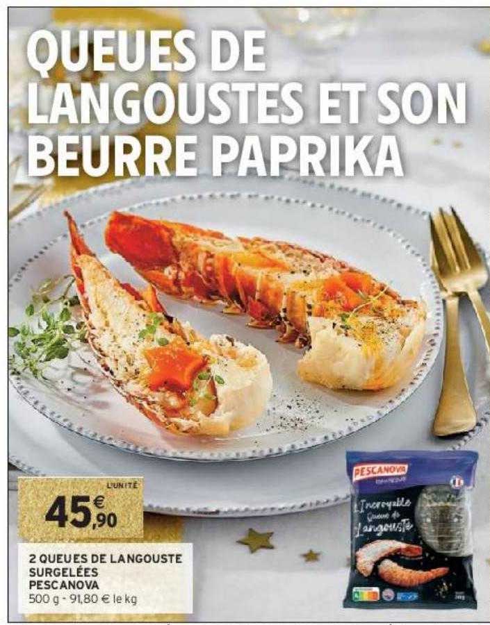 2 queues de langouste surgelées pescanova