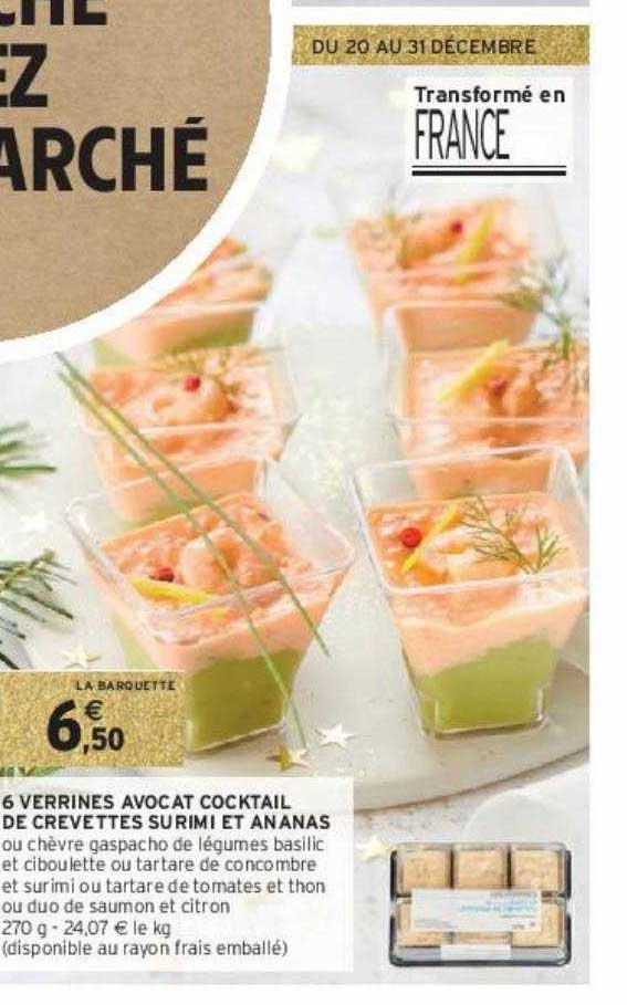 6 Verrines Avocat Cocktail De Crevettes Surimi Et Ananas