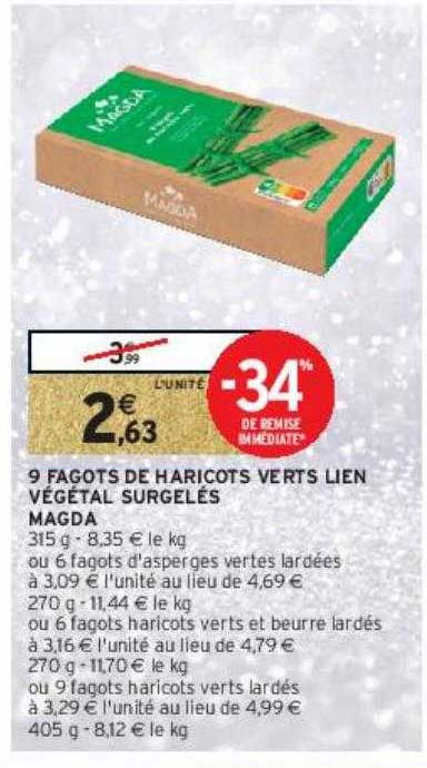 9 fagots de haricots verts lien végétal surgelés magda