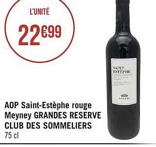 Aop Saint-estèphe Rouge Meyney Grandes Réserve Club De Sommeliers
