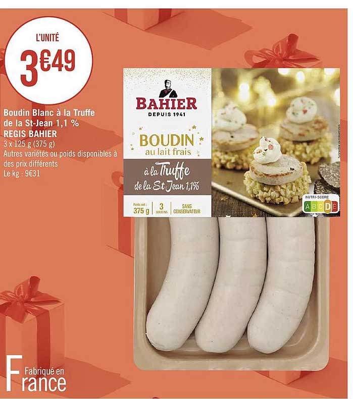 boudin blanc à la truffe de la st-jean 1.1 % regis bahier