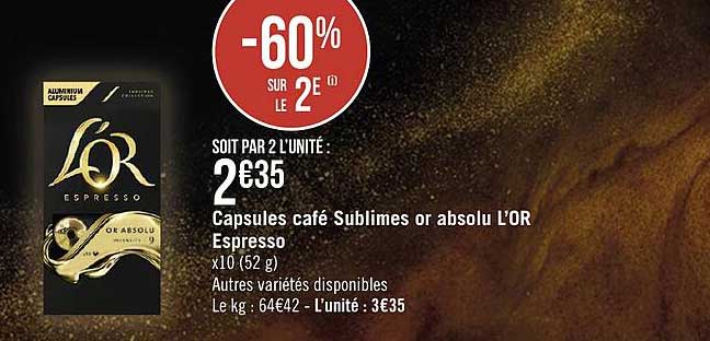 capsules café sublimes or absolu l'or espresso