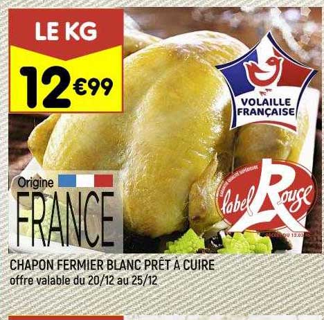 chapon fermier blanc prêt à cuire