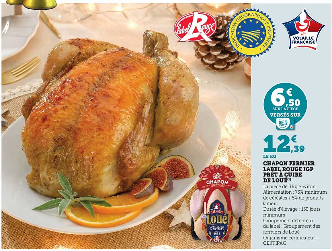 chapon fermier label rouge igp prêt à cuire de loué