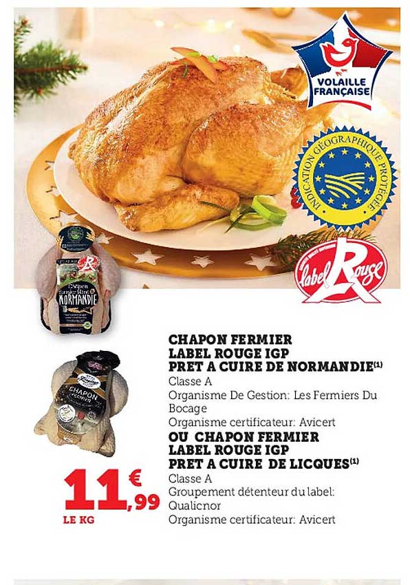 chapon fermier label rouge igp prêt à cuire de normandie ou chapon fermier label rouge igp prêt à cuire de licques