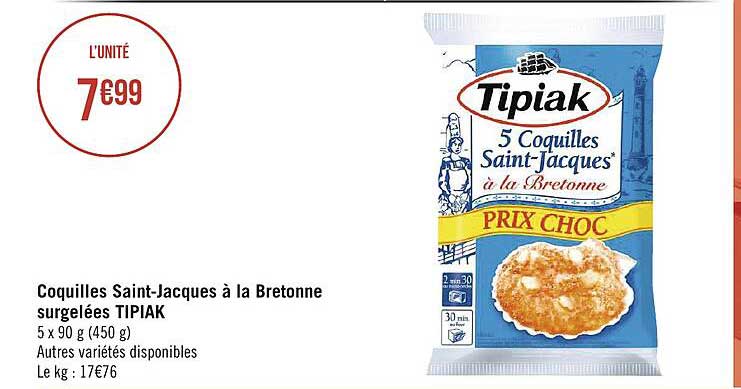 coquilles saint-jacques à la bretonne surgelées tipiak