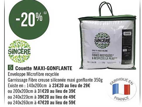 Couette Maxi-gonflante Sincère