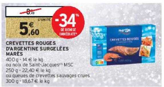 crevettes rouges d'argentine surgelées marès