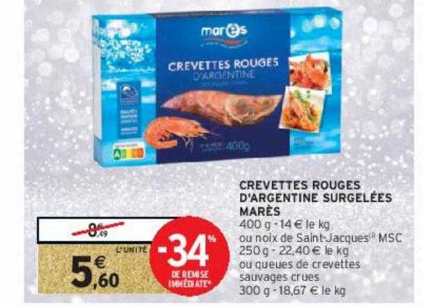 crevettes rouges d'argentine surgelées marès