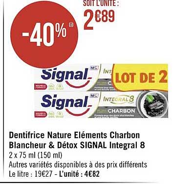Dentifrice Nature éléments Charbon Blancheur & Détox Signal Intégral 8