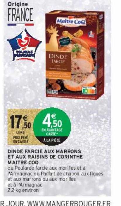 Dinde Farcie Aux Marrons Et Aux Raisins De Corinthe Maître Coq