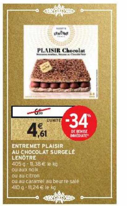 entremet plaisir au chocolat surgelé lenôtre