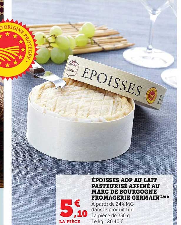 époisses aop au lait pasteurisé affiné au marc de bourgogne fromagerie germain