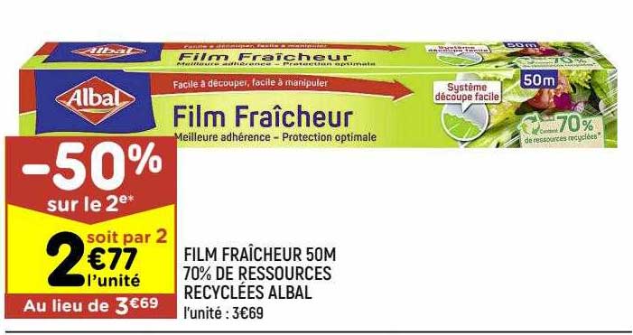 Film Fraîcheur 50m 70% De Ressources Recyclées Albal