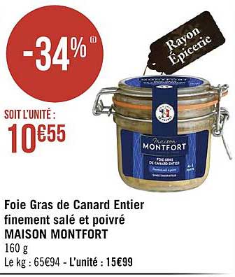 foie gras de canard entier finement salé et poivré maison montfort