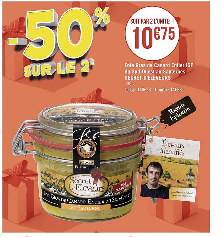 foie gras de canard entier igp du sud-ouest au sauternes secret d'éleveurs