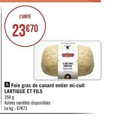 Foie Gras De Canard Entier Mi-cuit Lartigue Et Fils