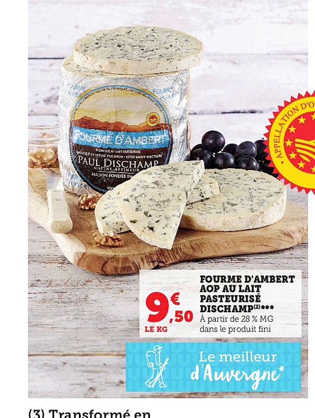 fourme d'ambert aop au lait pasteurisé dischamp