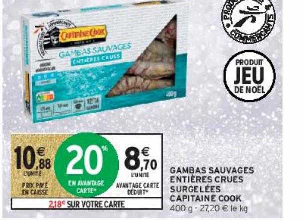 gambas sauvages entières crues surgelées capitaine cook