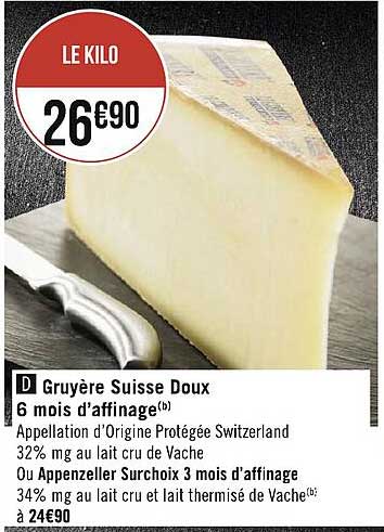 gruyère suisse doux 6 mois d'affinage