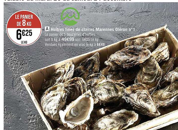 huîtres fines de claires marennes oléron n°1