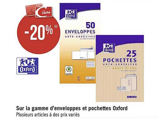 la gamme d'enveloppes et pochettes oxford