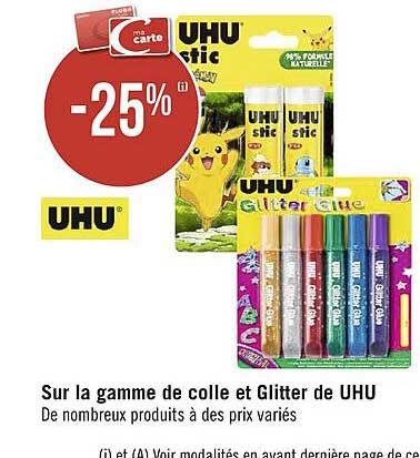 la gamme de colle te glitter de uhu