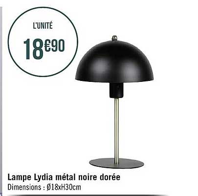 lampe lydia métal noire dorée