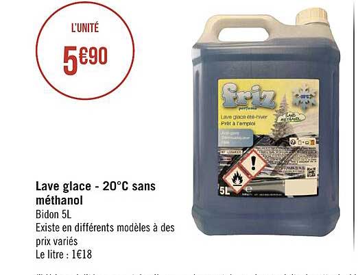 lave glace -20°c sans méthanol