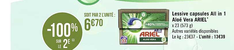 lessive capsules all in 1 aloé vera ariel