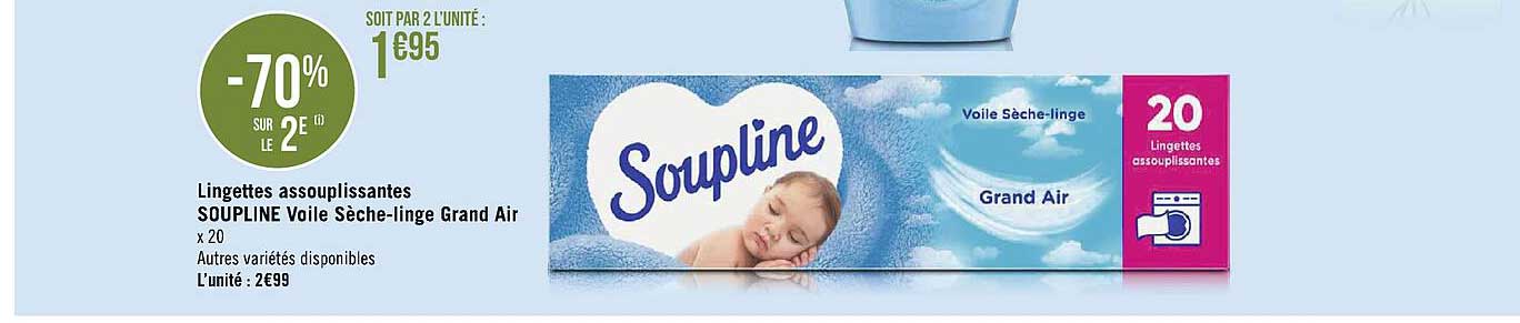 Lingettes Assouplissantes Soupline Voile Sèche-linge Grand Air