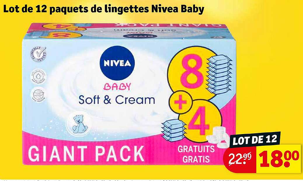 lot de 12 paquets de lingettes nivea baby