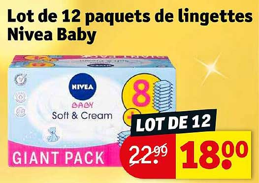 lot de 12 paquets de lingettes nivea baby