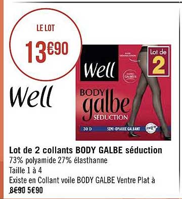 Lot De 2 Collants Body Galbe Séduction Well