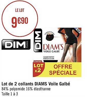 lot de 2 collants diams voile galbé dim paris