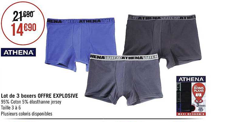 lot de 3 boxers offre explosive athena