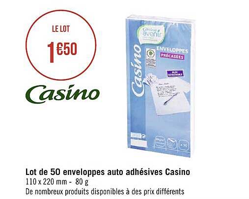 Lot De 50 Enveloppes Auto Adhésives Casino