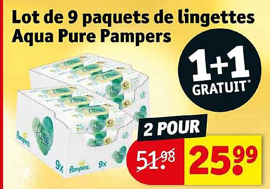 lot de 9 paquets de lingettes aqua pure pampers