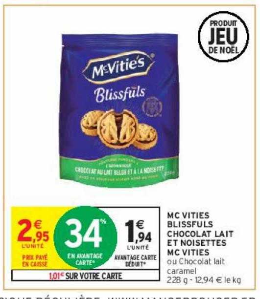 mc vities blissfuls chocolat lait et noisettes mc vities