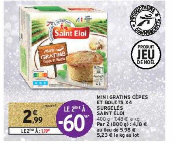 mini gratins cèpes et boletes x4 surgelés saint éloi