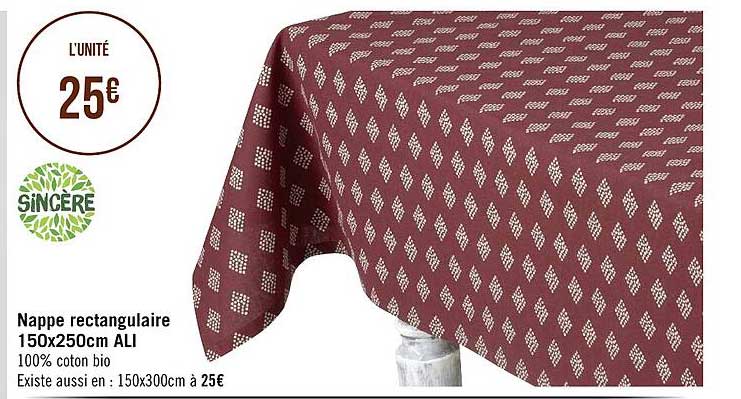 nappe rectangulaire 150 x 250 cm ali sincère