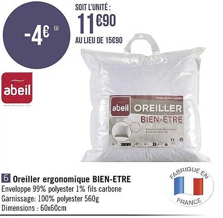 Oreiller Ergonomique Bien-être Abeil